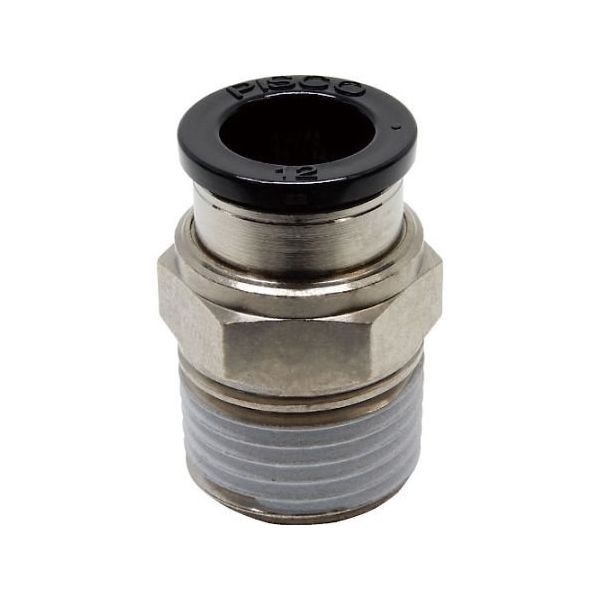 日本ピスコ チューブフィッティング ストレート 適合外径12mm 接続口径R1/2 PC12-04 1個 61-1907-49（直送品）