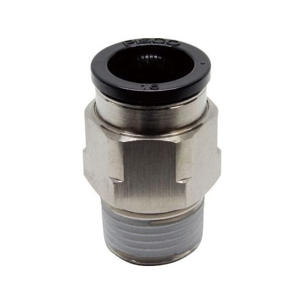 日本ピスコ チューブフィッティング ストレート 適合外径16mm 接続口径R1/2 PC16-04 1個 61-1907-51（直送品）