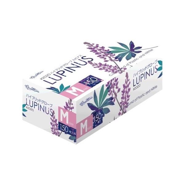 川西工業 Hybrid Glove ルピナス 150枚×12箱 パープル M 2020 1セット(1800枚) 65-8895-29（直送品）