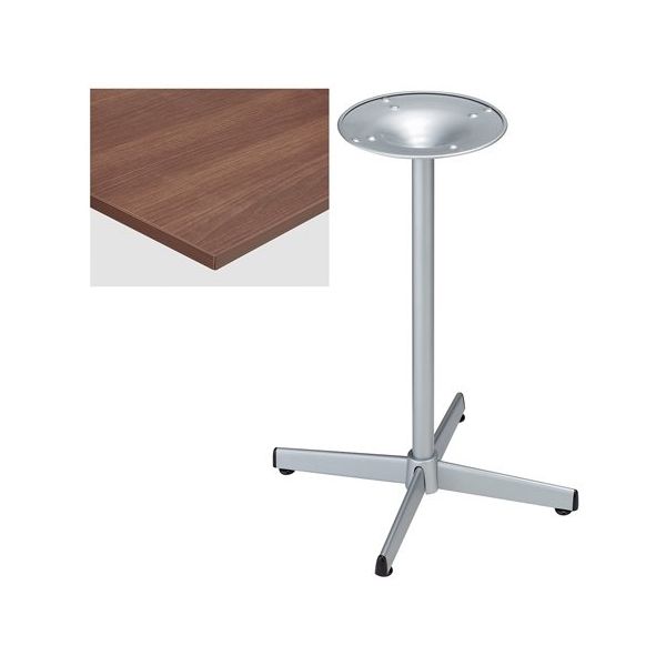 アズワン カフェテーブル W50×D60cm 天板:ブラウン 脚:シルバー 65-9074-39 1台（直送品）