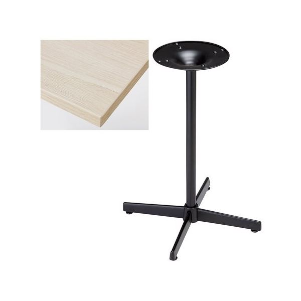アズワン カフェテーブル W50×D60cm 天板:ホワイトウッド 脚:ブラック 65-9074-44 1台（直送品）