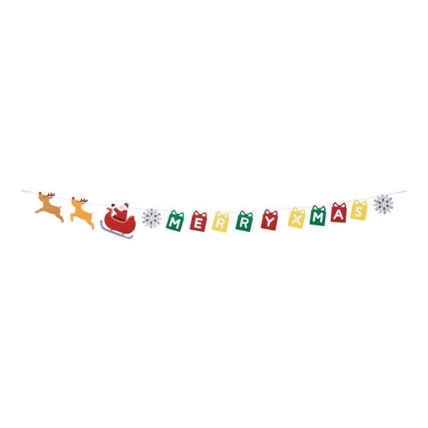 アズワン MerryChristmasサンタソリ フェルトクリスマスガーランド 165cm 65-8118-10 1セット（直送品）