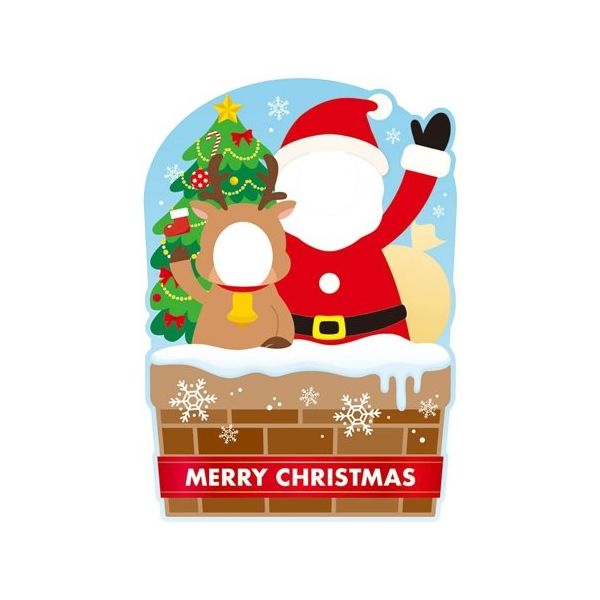 アズワン サンタ&トナカイ クリスマス顔出しパネル 2人用 65-8118-27 1セット（直送品）