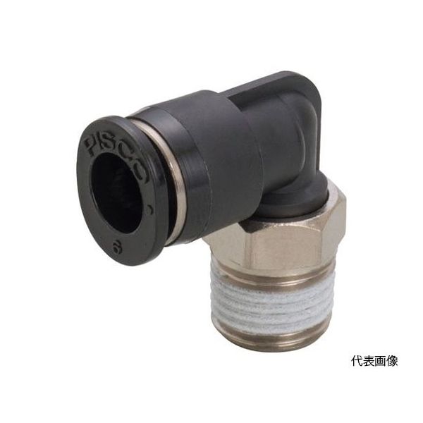 日本ピスコ チューブフィッティング ミニエルボチューブ4ネジM6X1色M PL4-M6M 1個 61-1910-44（直送品）