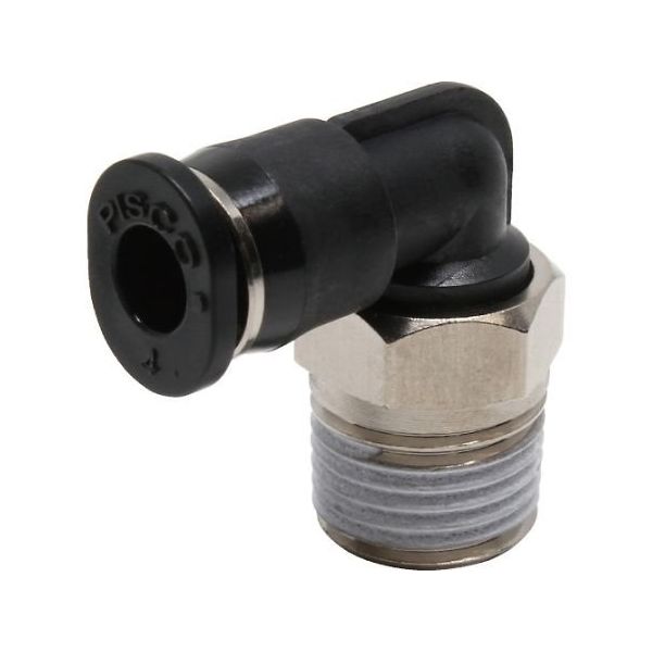 日本ピスコ チューブフィッティング ミニエルボチューブ4ネジR1/8色M PL4-01M 1個 61-1910-45（直送品）