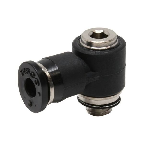 日本ピスコ チューブフィッティングミニタイプ 六角穴付ユニバーサルエルボ チューブ3 接続口径M5×0.8 POL3-M5M 1個（直送品）