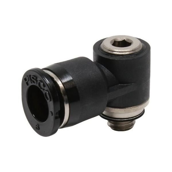 日本ピスコ チューブフィッティングミニタイプ 六角穴付ユニバーサルエルボ チューブ6 接続口径M5×0.8 POL6-M5M 1個（直送品）