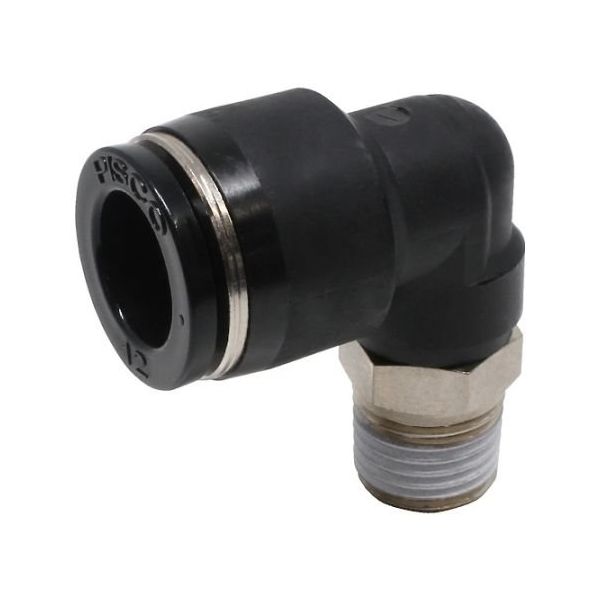 日本ピスコ チューブフィッティング エルボ 適合外径12mm 接続口径R1/4 PL12-02 1個 61-1907-83（直送品）