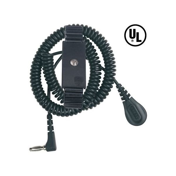 DESCO JAPAN リストストラップ 伸縮性プレミアムメタル 1.83m L型バナナジャック 4mm 91070 1セット（直送品）