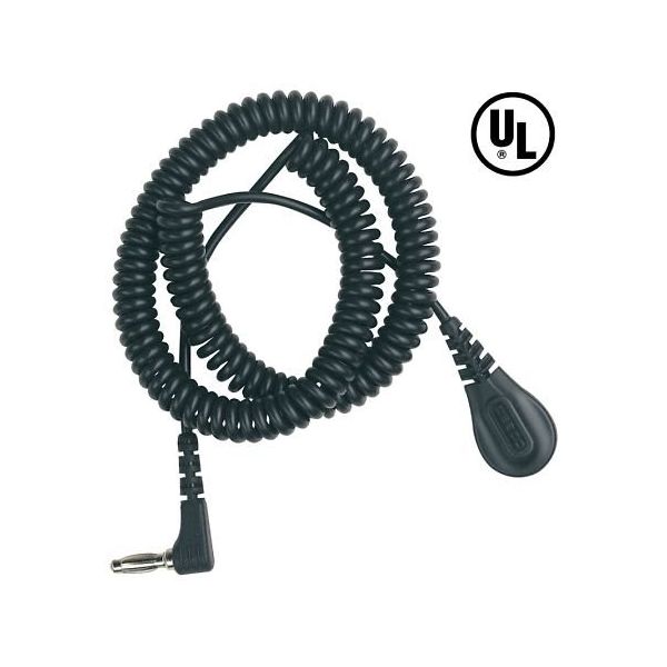 DESCO JAPAN コード コイル式 バナナジャック 黒 PVC 1.83m L型バナナジャック 4mm 1mΩ 91095 1セット（直送品）