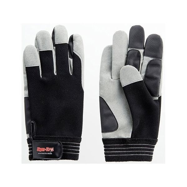 富士グローブ 人工皮革手袋 シンクログリップ ブラック L 7716 1ケース(10双) 64-8298-56（直送品）
