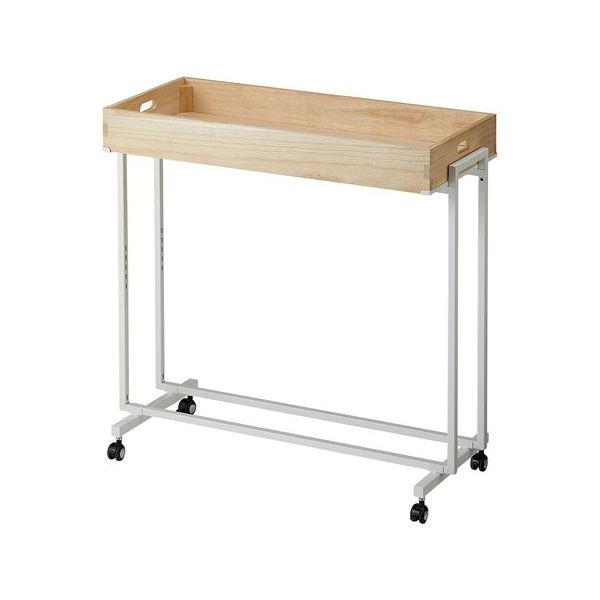 アズワン 木製トレー付きワゴン ホワイト ナチュラル トレー1個付 65-8274-04 1セット（直送品）