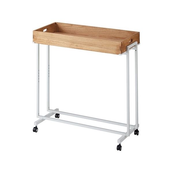 アズワン 木製トレー付きワゴン ホワイト ライトブラウン トレー1個付 65-8274-05 1セット（直送品）