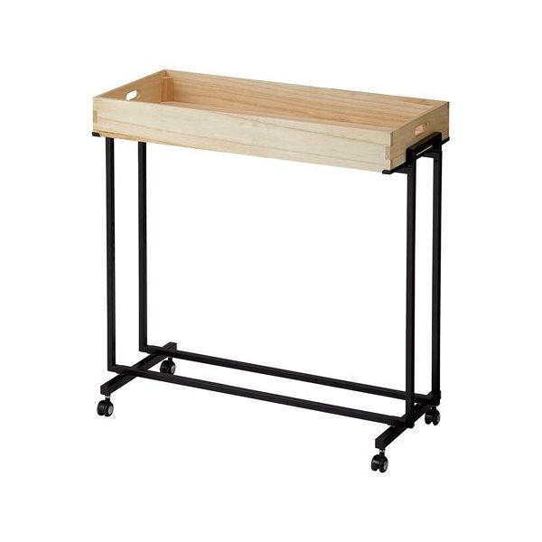 アズワン 木製トレー付きワゴン ブラック ナチュラル トレー1個付 65-8274-08 1セット（直送品）