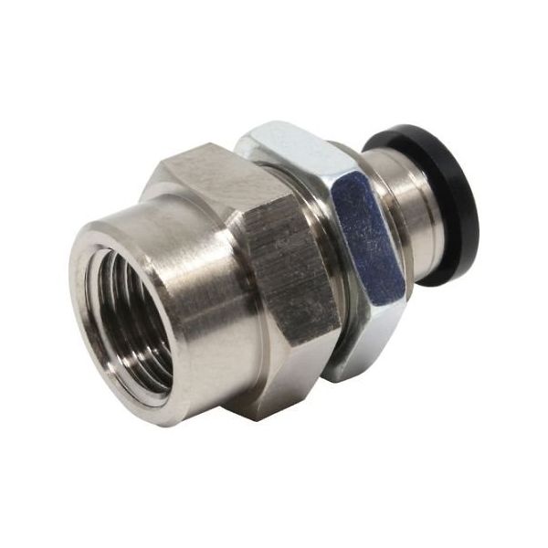 日本ピスコ チューブフィッティング メス隔壁ストレート チューブ8 接続口径R1/4 PMF8-02 1個 61-1909-27（直送品）