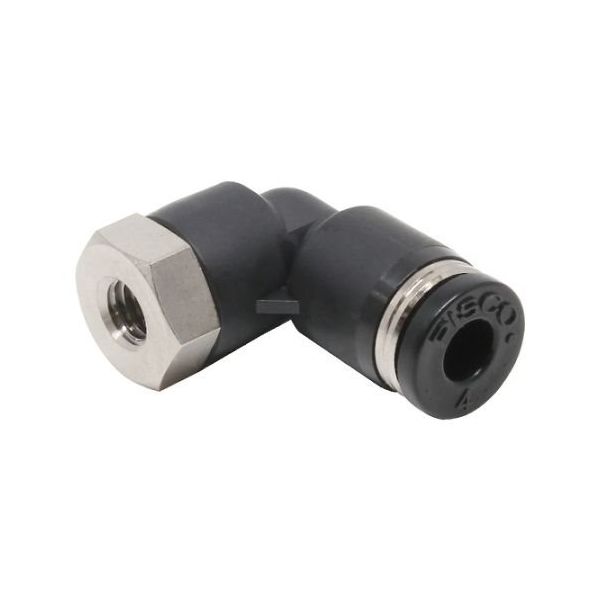 日本ピスコ チューブフィッティング メスエルボチューブ4ネジM5X08 PLF4-M5 1個 61-1909-56（直送品）