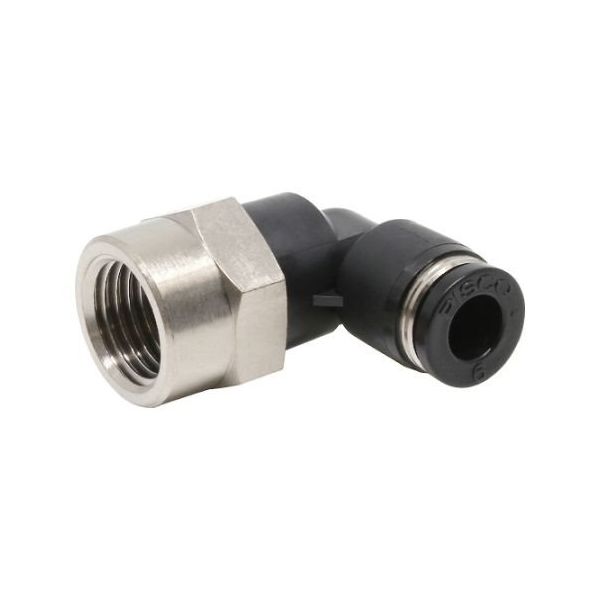 日本ピスコ チューブフィッティング メスエルボチューブ6ネジR1/4 PLF6-02 1個 61-1909-62（直送品）