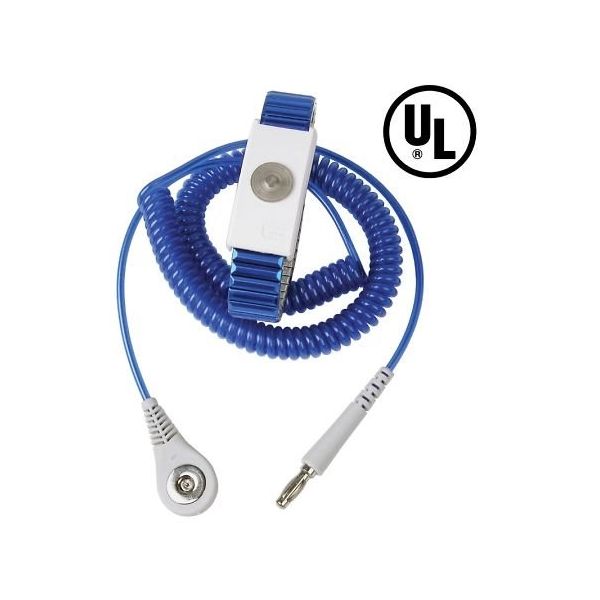 DESCO JAPAN リストストラップ JEWEL 金属長さ調整機能付き マグネット嵌合 青 コード長さ 1.83m 09198 1セット（直送品）