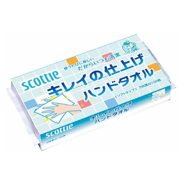 日本製紙クレシア スコッティ キレイの仕上げハンドタオル 4901750378806 100組×30点セット（直送品）
