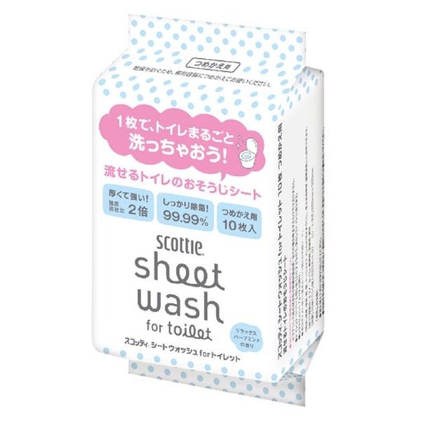 日本製紙クレシア スコッティシートウォッシュフォートイレットつめかえ 4901750663919 10枚×24点セット（直送品）