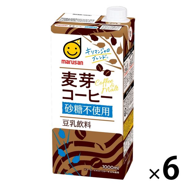マルサンアイ 豆乳飲料 麦芽コーヒー 砂糖不使用 1000ml 1箱（6本入）