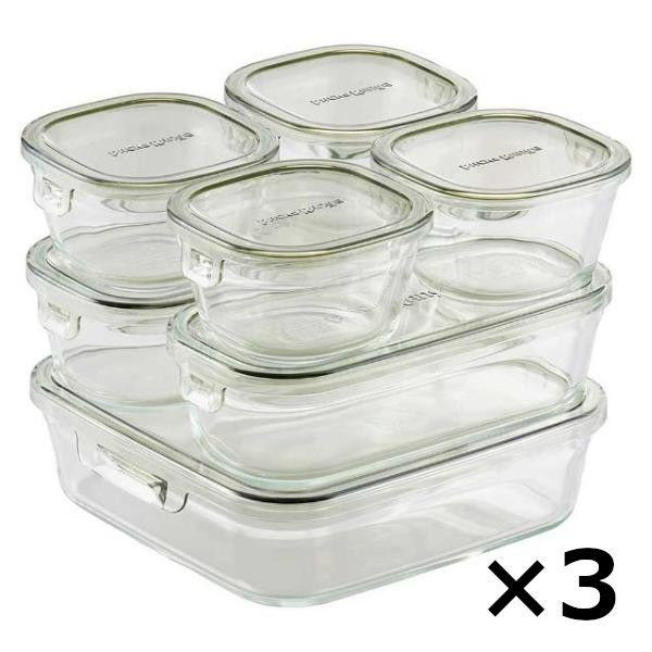 耐熱ガラス 保存容器 オリーブグリーン システムセット 1セット