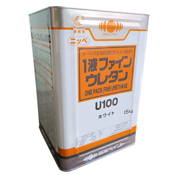 日本ペイント １液ファインウレタンU100 ホワイト 15Kg 1002393 1缶（直送品） - アスクル