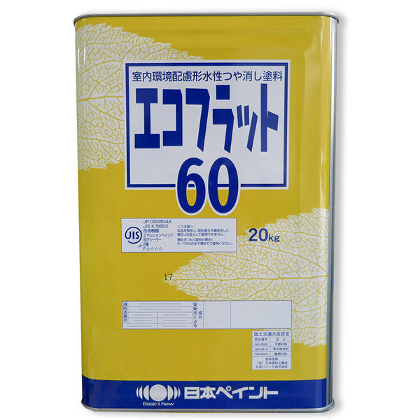 低臭・室内環境配慮形塗料】日本ペイント エコフラット60 N-90 20Kg 3010422 1缶（直送品） - アスクル