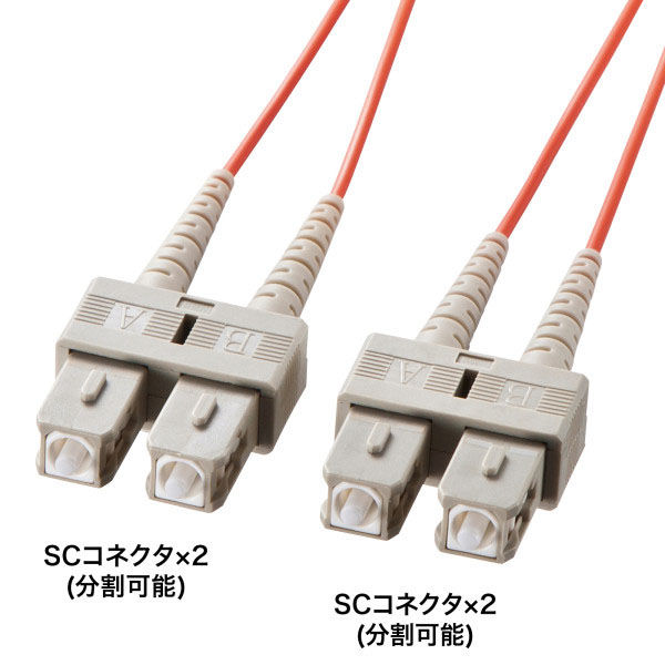 サンワサプライ メガネ型光ファイバケーブル（マルチ50μm、SC×2-SC×2、30m） HKB-SCSC5-30N 1本（直送品）