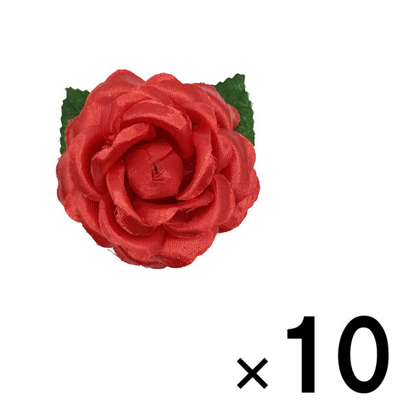 渡辺徽章 ミニローズ 赤 1パック（10個）胸花 徽章 コサージュ
