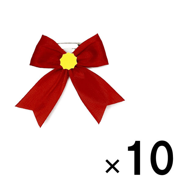 渡辺徽章 徽章リボン アケボノ 赤 1パック（10個） - アスクル
