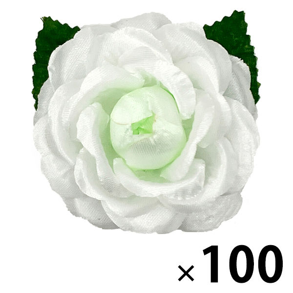 渡辺徽章 ミニローズ 白 1セット（100個：10個入×10）胸花 徽章 コサージュ