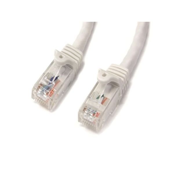 カテゴリ6 LANケーブル(Cat6)RJ45モールドコネクタ(ツメ折れ防止カバー付き)5m ホワイト N6PATC5MWH 1個（直送品）