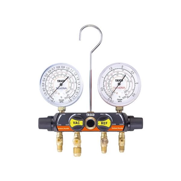 イチネンTASCO R448A・R449A・R404A用 4バルブマニホールドキット 150cmホース TA124FZA-2 1セット（直送品）