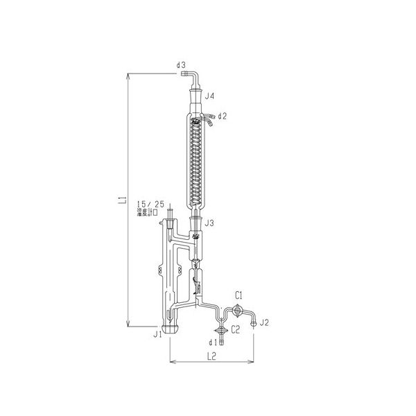 旭製作所 横引き型自動還流器(冷却器二重管タイプ) ガラスコック 28/12 3550-JE-D 1個 65-1839-45（直送品）
