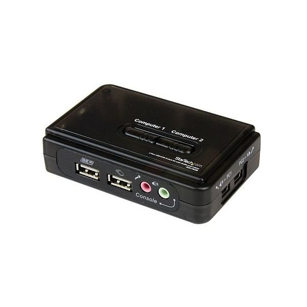 2ポートUSB接続KVMスイッチ(オーディオ対応/ケーブル付属)2台用PCパソコン/CPU切替器(ブラック) SV211KUSB 1個（直送品）