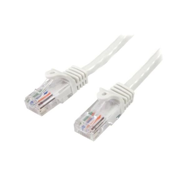 カテゴリ5e LANケーブル(Cat5e)RJ45コネクタ(ツメ折れ防止カバー付き)5m ホワイト 45PAT5MWH 1個（直送品）