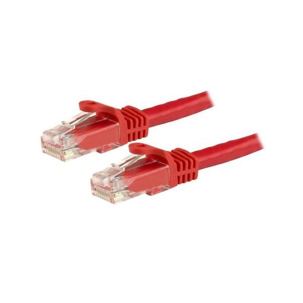 カテゴリ6 LANケーブル(Cat6)RJ45モールドコネクタ(ツメ折れ防止カバー付き)0.5m レッド N6PATC50CMRD 1個（直送品）