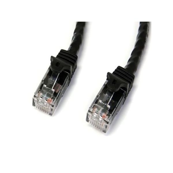 カテゴリ6 LANケーブル(Cat6)RJ45モールドコネクタ(ツメ折れ防止カバー付き)1m ブラック N6PATC1MBK 1個（直送品）