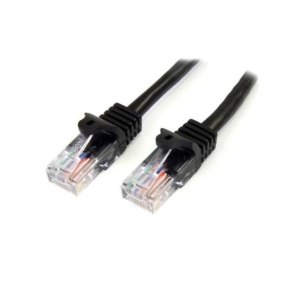 カテゴリ5e LANケーブル(Cat5e)RJ45コネクタ(ツメ折れ防止カバー付き)1m ブラック 45PAT1MBK 1個（直送品）