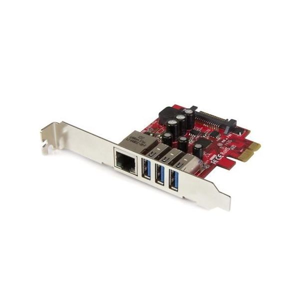 3ポートUSB 3.0/ 1ポートギガビットイーサネット増設PCI Expressインターフェースカード PEXUSB3S3GE 1個（直送品） -  アスクル