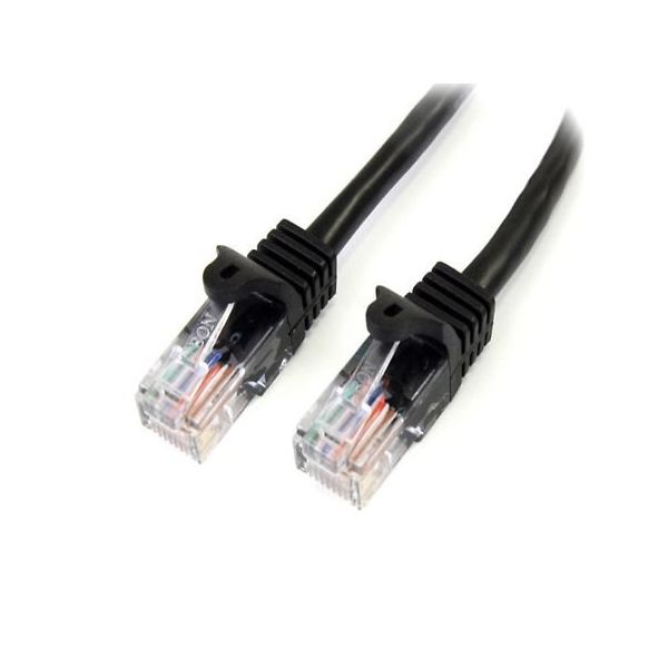 カテゴリ5e LANケーブル(Cat5e)RJ45コネクタ(ツメ折れ防止カバー付き)5m ブラック 45PAT5MBK 1個（直送品）
