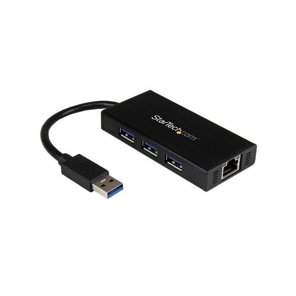 StarTech.com 3ポートUSB 3.0ハブ GbE対応有線LANポート搭載 アルミ筐体 ST3300GU3B 1個（直送品）