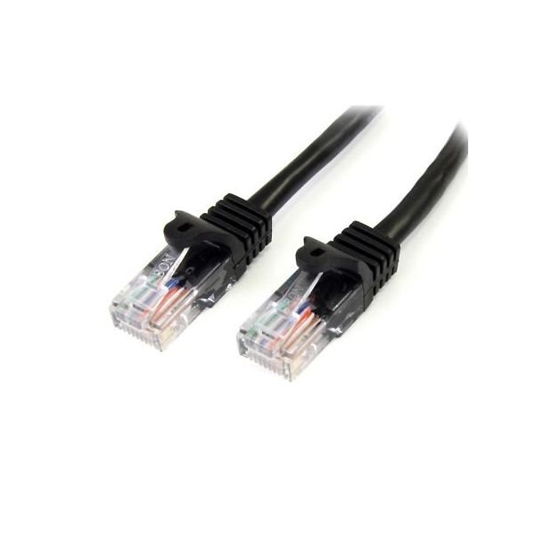 カテゴリ5e LANケーブル(Cat5e)RJ45コネクタ(ツメ折れ防止カバー付き)0.5m ブラック 45PAT50CMBK 1個（直送品）