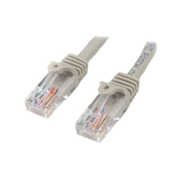カテゴリ5e LANケーブル(Cat5e)RJ45コネクタ(ツメ折れ防止カバー付き)0.5m グレー 45PAT50CMGR 1個（直送品）
