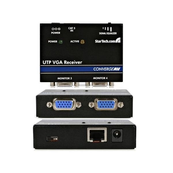 VGAディスプレイエクステンダー用受信機 Cat5ケーブル以上を使用 VGAビデオ延長器用リモートレシーバ ST121R 1個（直送品）