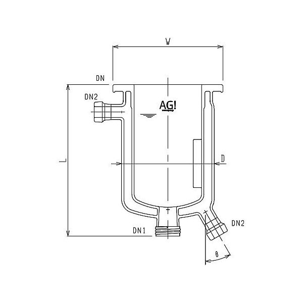 旭製作所 フルジャケット式セパラ反応容器 15A 端部タイプ ・弁座付 撹拌バッフル付 3076-6/200-M-A 1個（直送品）