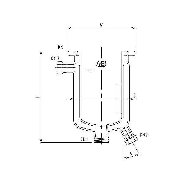 旭製作所 フルジャケット式セパラ反応容器 15A 端部タイプ ・弁座付 Oリング溝・撹拌バッフル付 3076-1/100-M-GA 1個（直送品）