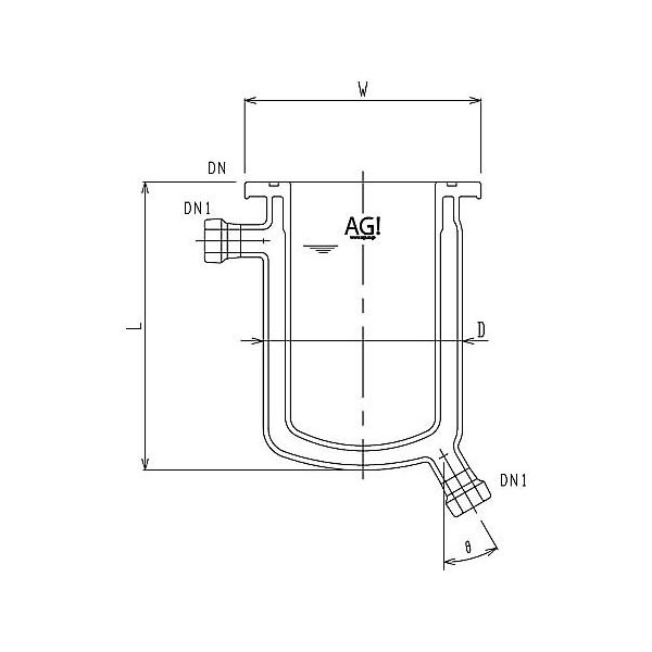 旭製作所 フルジャケット式セパラ反応容器 15A 端部タイプ Oリング溝付 3058