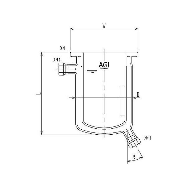 旭製作所 フルジャケット式セパラ反応容器 15A 端部タイプ 撹拌バッフル付 3058-03/75-M-A 1個 61-4715-07（直送品）